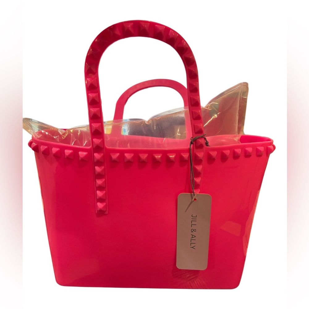 Jill & Ally Pink Studded Jelly Tote